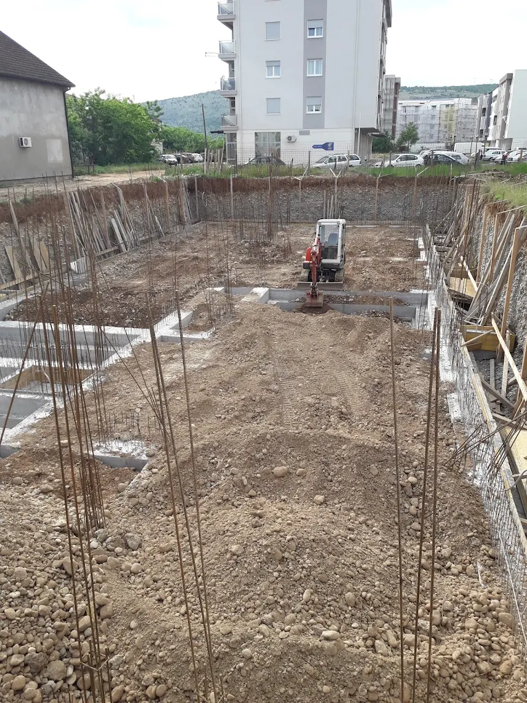 Eurozox construction works site with foundations and reinforcement